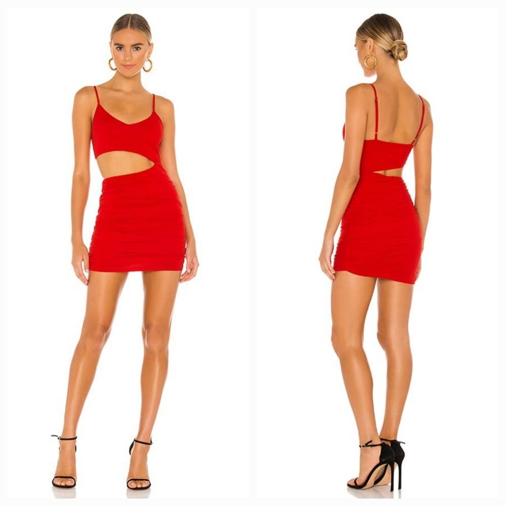 Superdown Darcey Ruched Mini Dress in Red XS